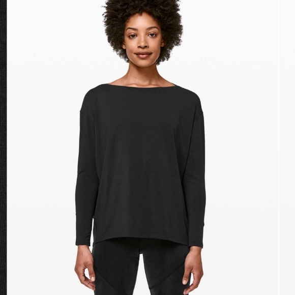 Lululemon Back In Action Long Sleeve Size 10 12 Black - Picture 1 of 12